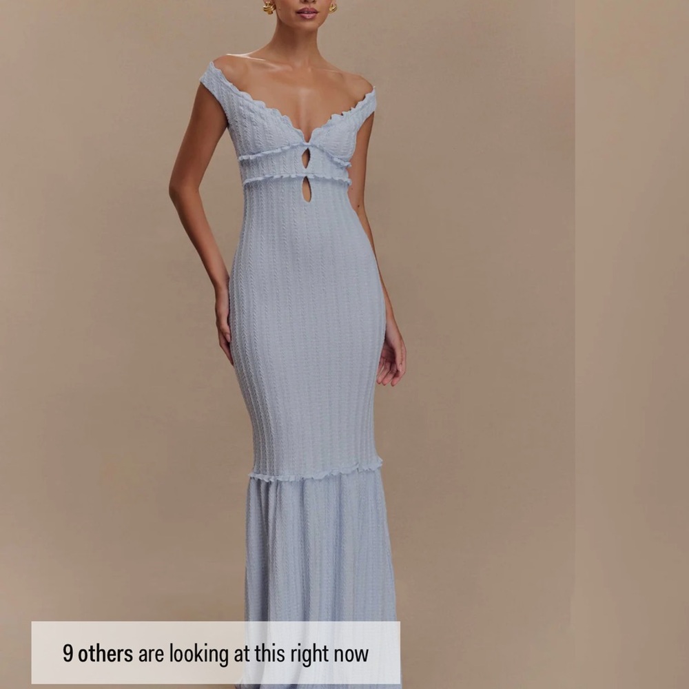 Meshki Sky Blue Textured Maxi Dress